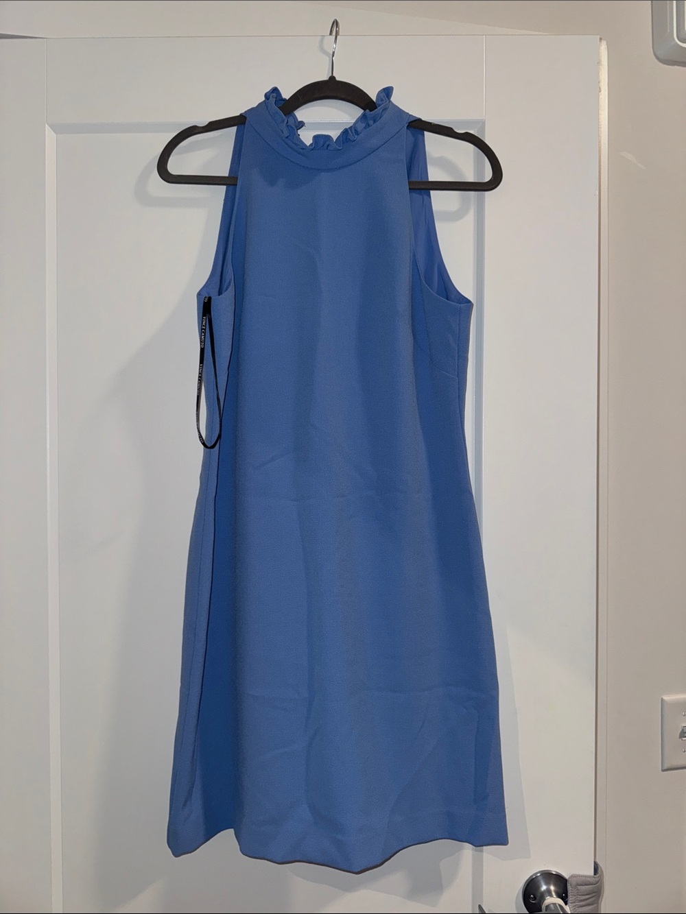 Vince Camuto Periwinkle Blue Ruffle-Neck Mini Dress